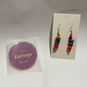 Glass bead  dangling earrings